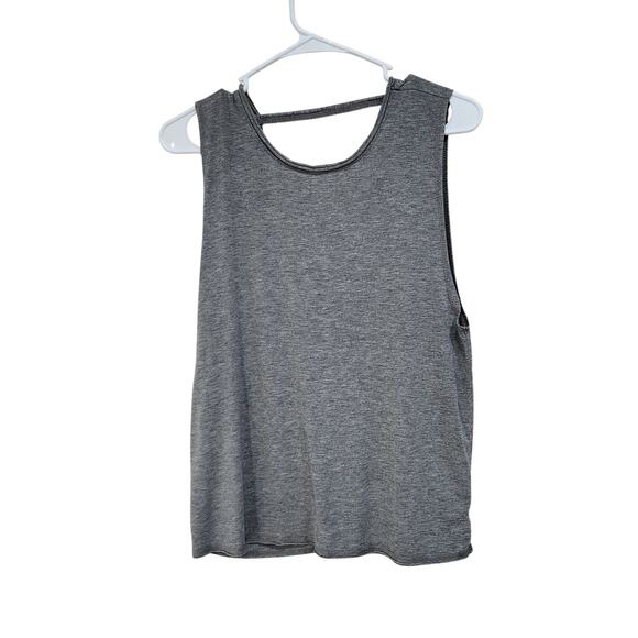 Aerie Open Low Back Tank Top Knotted Round Neck Athletic Heather Gray Size Small - Picture 2 of 7
